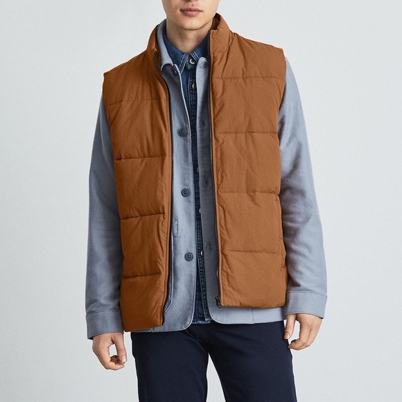 Everlane Puffer Vest Men's Medium Orange Rust "ReNew" Line Full Zip Pockets - Picture 1 of 9